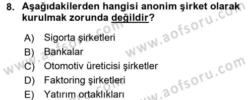 Ticaret Hukuku Dersi 2015 - 2016 Yılı (Final) Dönem Sonu Sınav Soruları 8. Soru