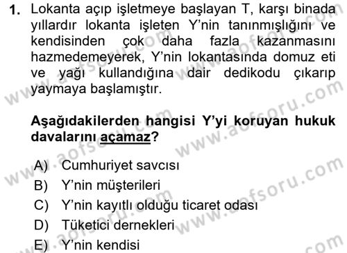 Ticaret Hukuku Dersi 2015 - 2016 Yılı Tek Ders Sınav Soruları 1. Soru