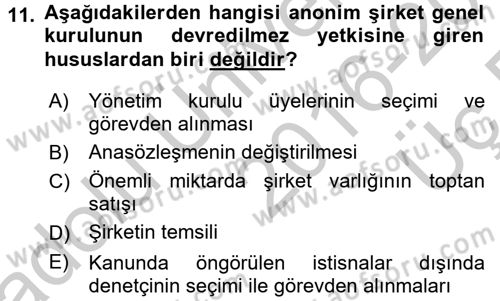 Ticaret Hukuku Dersi 2016 - 2017 Yılı 3 Ders Sınav Soruları 11. Soru