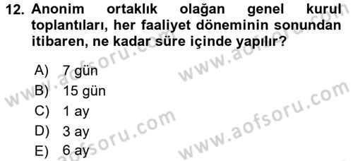Ticaret Hukuku Dersi 2016 - 2017 Yılı 3 Ders Sınav Soruları 12. Soru
