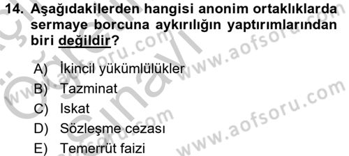 Ticaret Hukuku Dersi 2016 - 2017 Yılı 3 Ders Sınav Soruları 14. Soru