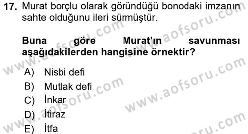 Ticaret Hukuku Dersi 2016 - 2017 Yılı 3 Ders Sınav Soruları 17. Soru