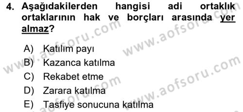 Ticaret Hukuku Dersi 2016 - 2017 Yılı 3 Ders Sınav Soruları 4. Soru