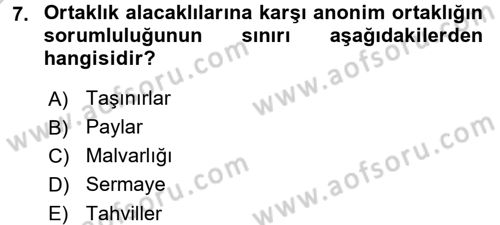 Ticaret Hukuku Dersi 2016 - 2017 Yılı 3 Ders Sınav Soruları 7. Soru