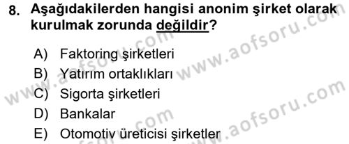 Ticaret Hukuku Dersi 2016 - 2017 Yılı 3 Ders Sınav Soruları 8. Soru