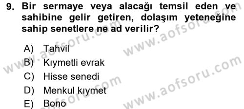 Ticaret Hukuku Dersi 2016 - 2017 Yılı 3 Ders Sınav Soruları 9. Soru