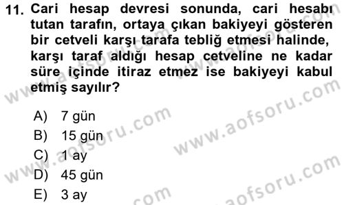 Ticaret Hukuku Dersi 2016 - 2017 Yılı (Vize) Ara Sınav Soruları 11. Soru