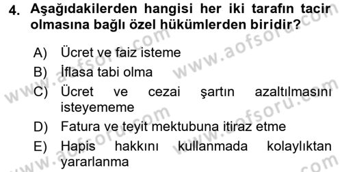 Ticaret Hukuku Dersi 2016 - 2017 Yılı (Vize) Ara Sınav Soruları 4. Soru