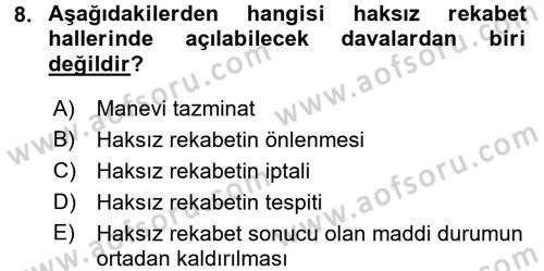 Ticaret Hukuku Dersi 2016 - 2017 Yılı (Vize) Ara Sınav Soruları 8. Soru