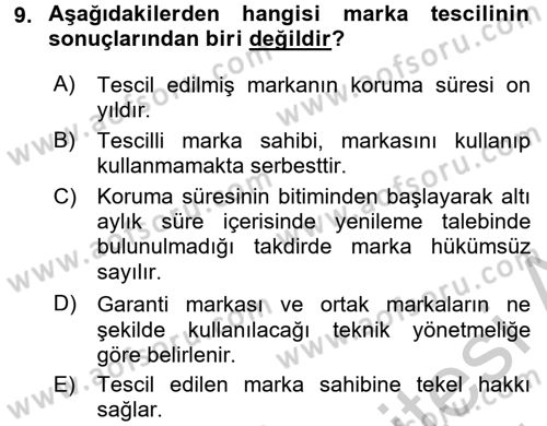 Ticaret Hukuku Dersi 2016 - 2017 Yılı (Vize) Ara Sınav Soruları 9. Soru