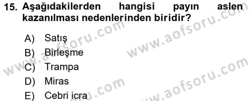 Ticaret Hukuku Dersi 2016 - 2017 Yılı (Final) Dönem Sonu Sınav Soruları 15. Soru
