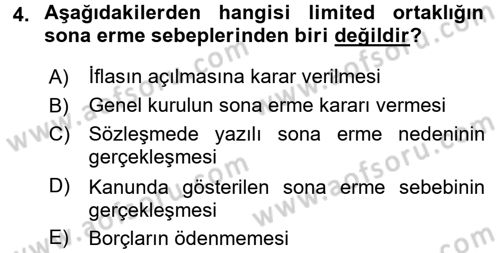 Ticaret Hukuku Dersi 2016 - 2017 Yılı (Final) Dönem Sonu Sınav Soruları 4. Soru