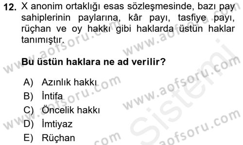 Ticaret Hukuku Dersi 2017 - 2018 Yılı 3 Ders Sınav Soruları 12. Soru