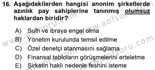 Ticaret Hukuku Dersi 2017 - 2018 Yılı 3 Ders Sınav Soruları 16. Soru