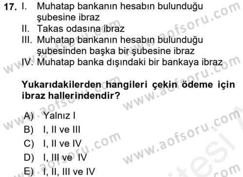 Ticaret Hukuku Dersi 2017 - 2018 Yılı 3 Ders Sınav Soruları 17. Soru