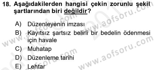 Ticaret Hukuku Dersi 2017 - 2018 Yılı 3 Ders Sınav Soruları 18. Soru