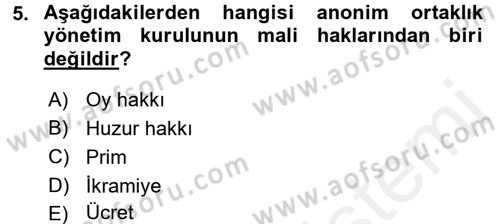 Ticaret Hukuku Dersi 2017 - 2018 Yılı 3 Ders Sınav Soruları 5. Soru