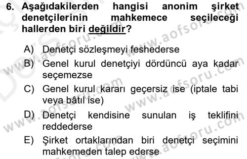 Ticaret Hukuku Dersi 2017 - 2018 Yılı 3 Ders Sınav Soruları 6. Soru