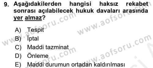 Ticaret Hukuku Dersi 2017 - 2018 Yılı (Vize) Ara Sınav Soruları 9. Soru