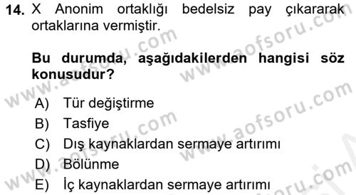 Ticaret Hukuku Dersi 2017 - 2018 Yılı (Final) Dönem Sonu Sınav Soruları 14. Soru