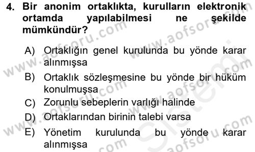 Ticaret Hukuku Dersi 2017 - 2018 Yılı (Final) Dönem Sonu Sınav Soruları 4. Soru