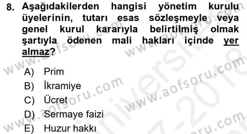 Ticaret Hukuku Dersi 2017 - 2018 Yılı (Final) Dönem Sonu Sınav Soruları 8. Soru