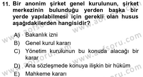 Ticaret Hukuku Dersi 2018 - 2019 Yılı 3 Ders Sınav Soruları 11. Soru