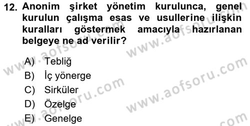 Ticaret Hukuku Dersi 2018 - 2019 Yılı 3 Ders Sınav Soruları 12. Soru