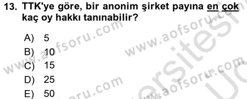 Ticaret Hukuku Dersi 2018 - 2019 Yılı 3 Ders Sınav Soruları 13. Soru