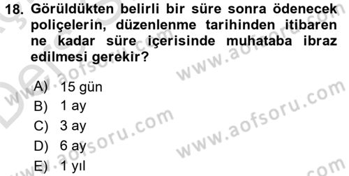Ticaret Hukuku Dersi 2018 - 2019 Yılı 3 Ders Sınav Soruları 18. Soru