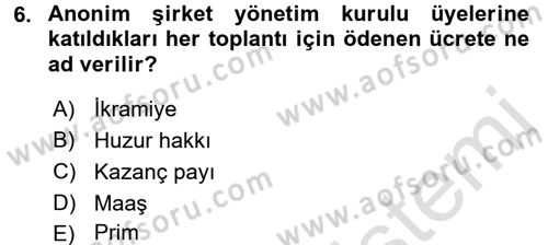 Ticaret Hukuku Dersi 2018 - 2019 Yılı 3 Ders Sınav Soruları 6. Soru