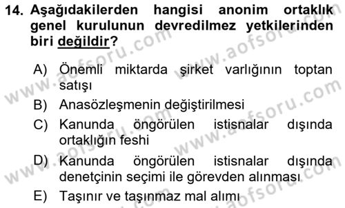 Ticaret Hukuku Dersi 2018 - 2019 Yılı Yaz Okulu Sınav Soruları 14. Soru