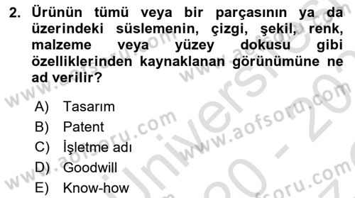 Ticaret Hukuku Dersi 2020 - 2021 Yılı Yaz Okulu Sınav Soruları 2. Soru