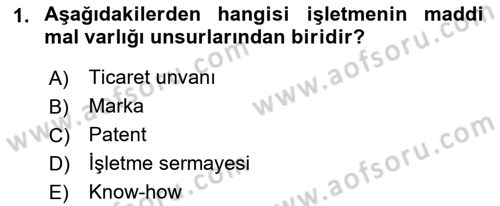 Ticaret Hukuku Dersi 2021 - 2022 Yılı (Vize) Ara Sınav Soruları 1. Soru