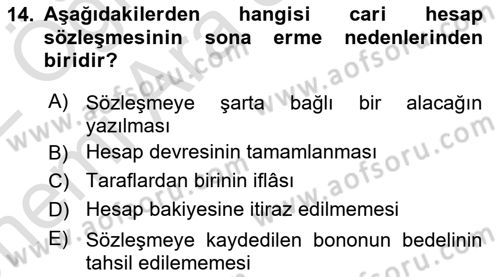 Ticaret Hukuku Dersi 2021 - 2022 Yılı (Vize) Ara Sınav Soruları 14. Soru