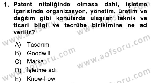 Ticaret Hukuku Dersi 2021 - 2022 Yılı (Final) Dönem Sonu Sınav Soruları 1. Soru
