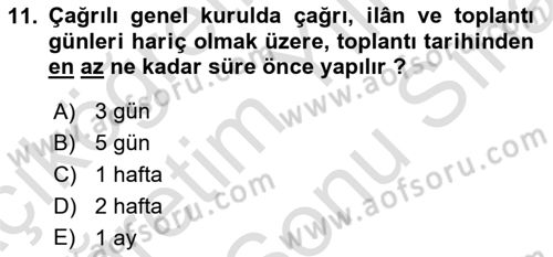 Ticaret Hukuku Dersi 2021 - 2022 Yılı (Final) Dönem Sonu Sınav Soruları 11. Soru