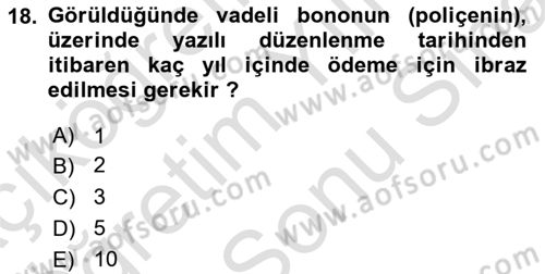 Ticaret Hukuku Dersi 2021 - 2022 Yılı (Final) Dönem Sonu Sınav Soruları 18. Soru