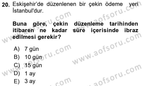 Ticaret Hukuku Dersi 2021 - 2022 Yılı (Final) Dönem Sonu Sınav Soruları 20. Soru