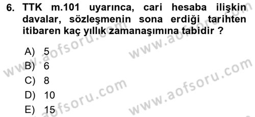Ticaret Hukuku Dersi 2021 - 2022 Yılı Yaz Okulu Sınav Soruları 6. Soru