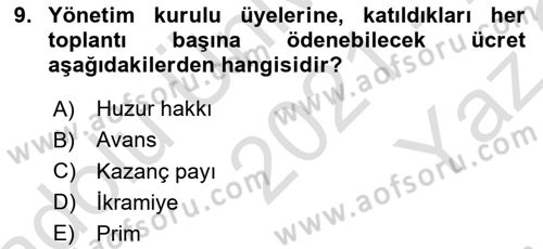Ticaret Hukuku Dersi 2021 - 2022 Yılı Yaz Okulu Sınav Soruları 9. Soru