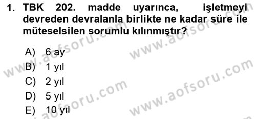 Ticaret Hukuku Dersi 2022 - 2023 Yılı Yaz Okulu Sınav Soruları 1. Soru