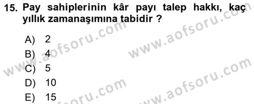 Ticaret Hukuku Dersi 2022 - 2023 Yılı Yaz Okulu Sınav Soruları 15. Soru