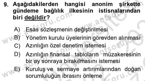 Ticaret Hukuku Dersi 2022 - 2023 Yılı Yaz Okulu Sınav Soruları 9. Soru