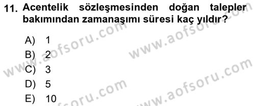Ticaret Hukuku Dersi 2023 - 2024 Yılı (Vize) Ara Sınav Soruları 11. Soru