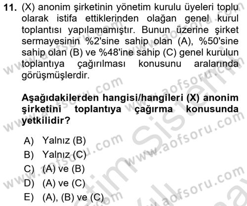 Ticaret Hukuku Dersi 2023 - 2024 Yılı (Final) Dönem Sonu Sınav Soruları 11. Soru