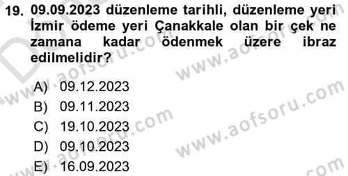 Ticaret Hukuku Dersi 2023 - 2024 Yılı (Final) Dönem Sonu Sınav Soruları 19. Soru