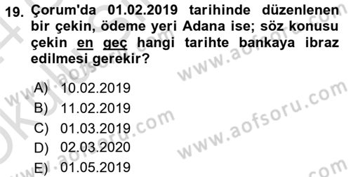 Ticaret Hukuku Dersi 2023 - 2024 Yılı Yaz Okulu Sınav Soruları 19. Soru