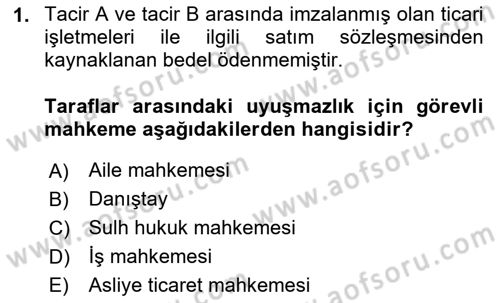 Ticaret Hukuku Dersi 2024 - 2025 Yılı (Vize) Ara Sınav Soruları 1. Soru