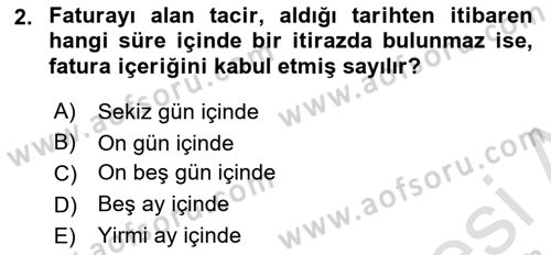 Ticaret Hukuku Dersi 2024 - 2025 Yılı (Vize) Ara Sınav Soruları 2. Soru
